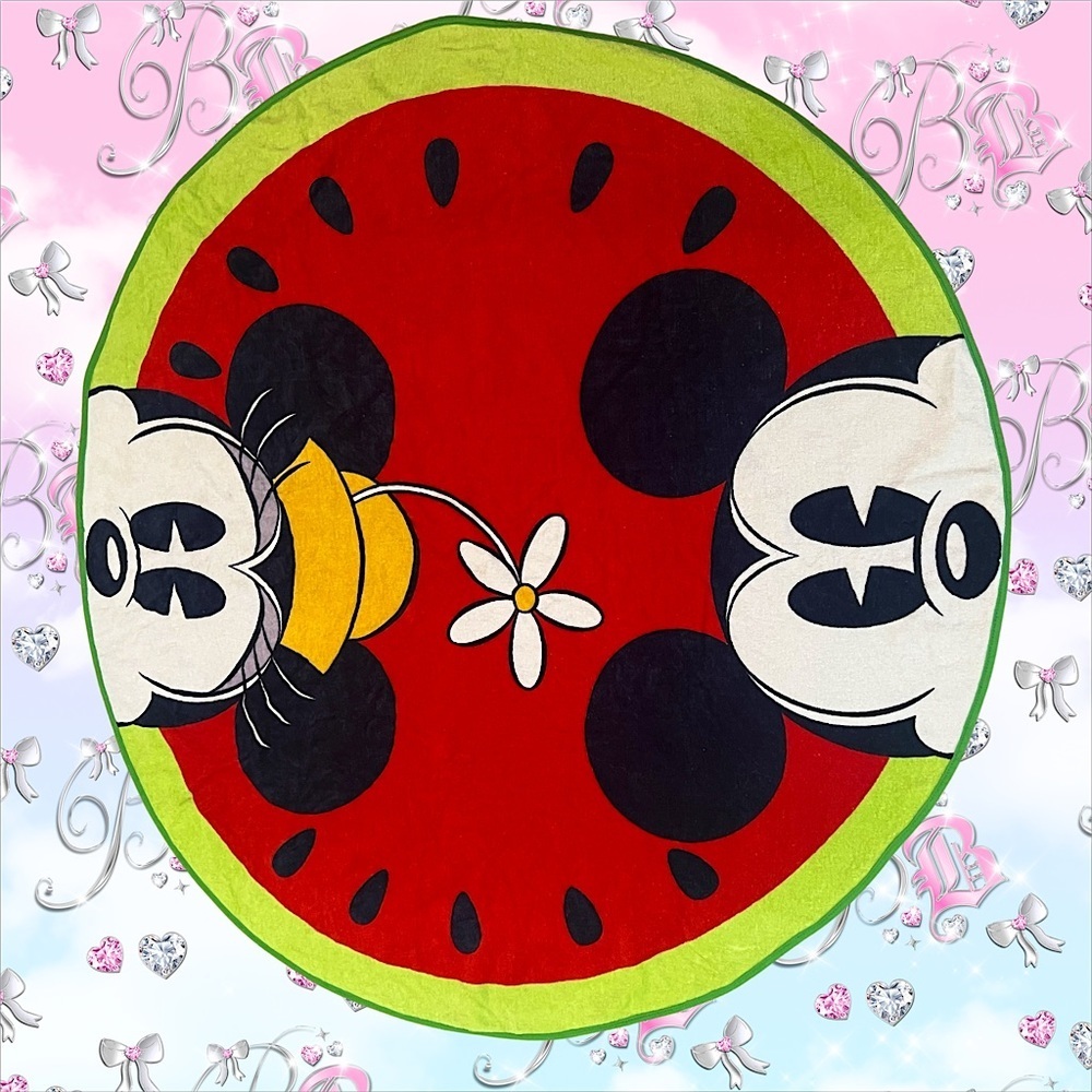 Disney towel watermelon Mickey Mouse and Minnie Mouse peaking peeka boo beach